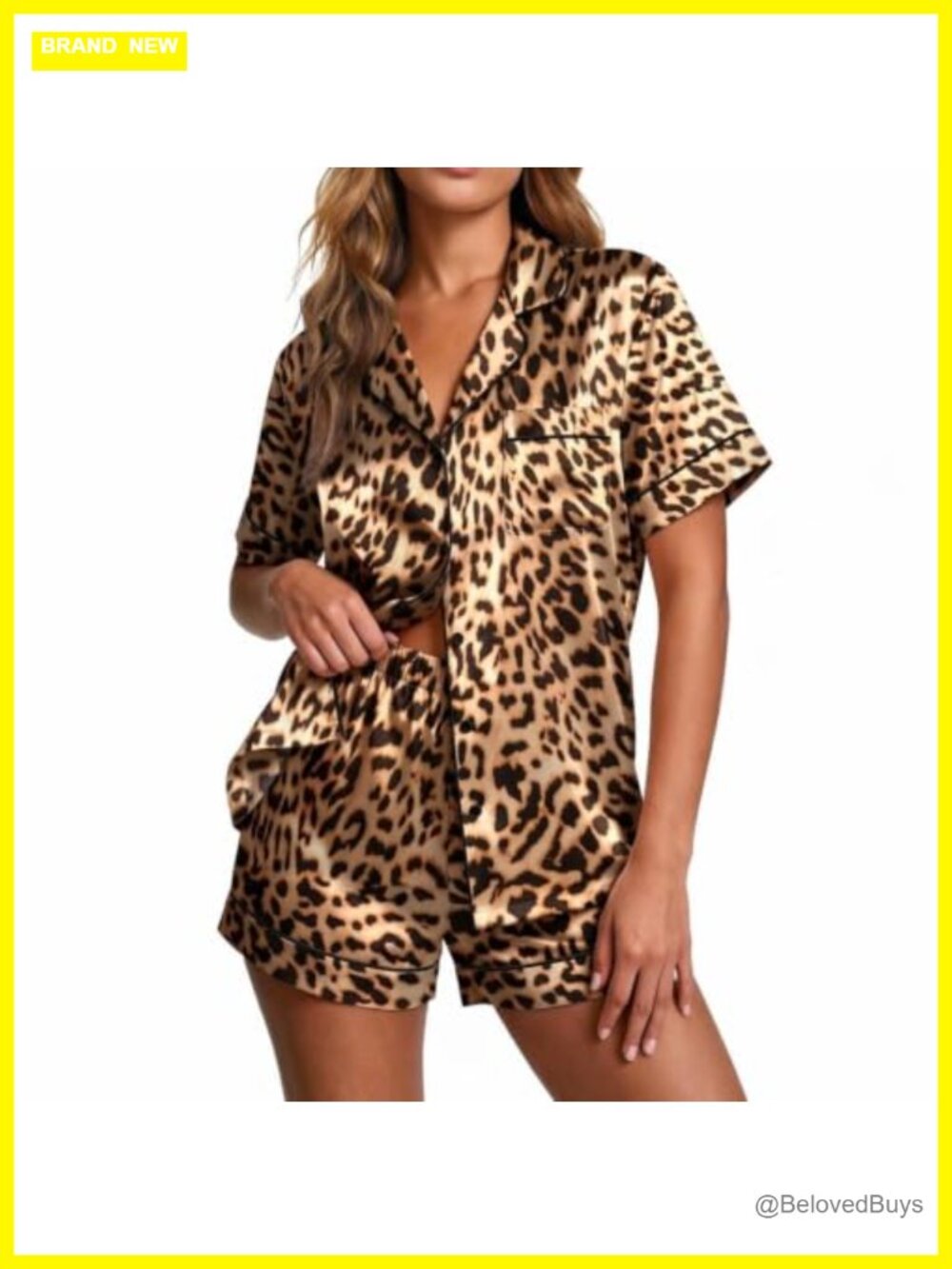 Satin Pajama Set Short Sleeve Button Down Sleepwear